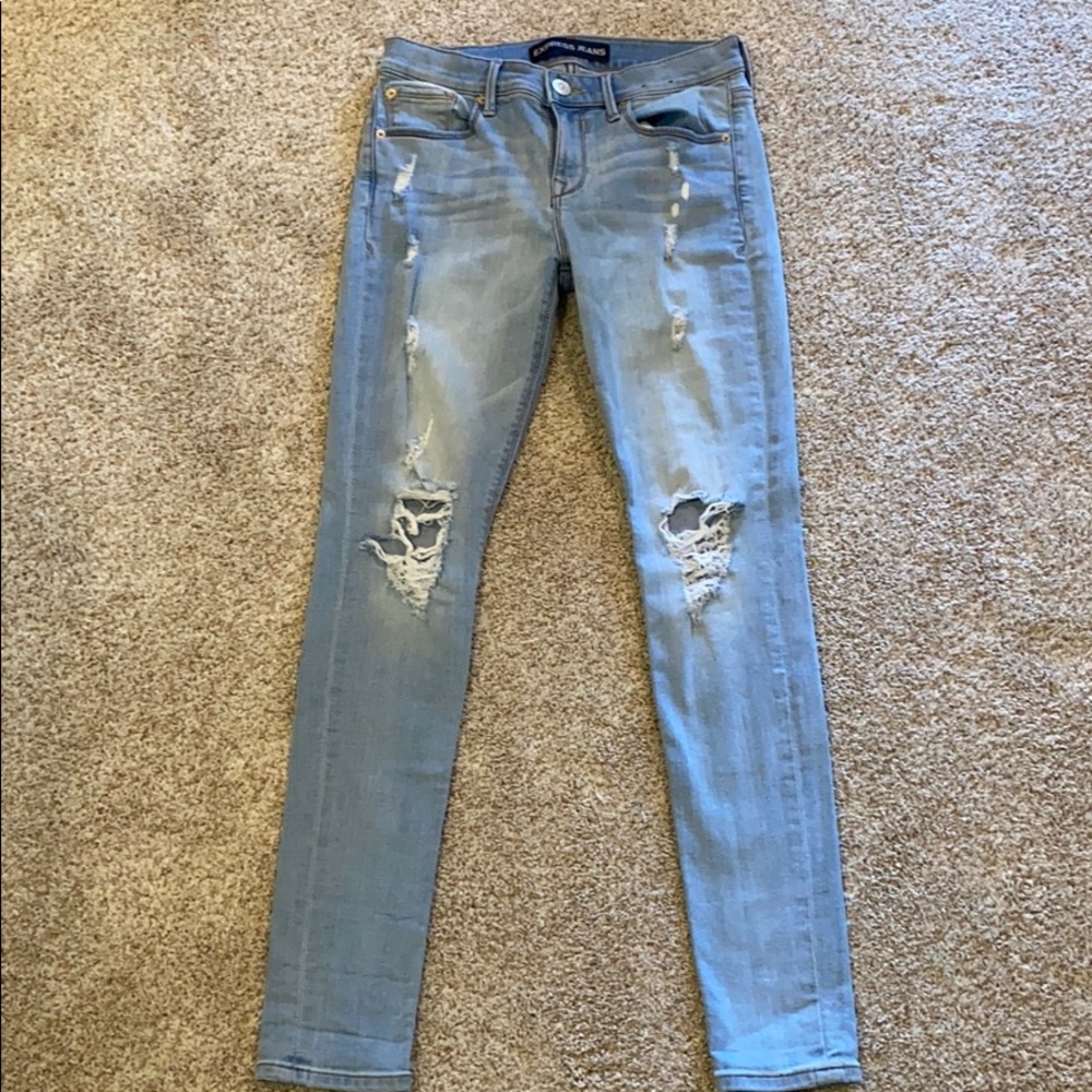 EXPRESS Mid Rise Distressed Jeans